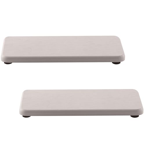 "NiuYichee 2 Pcs Water Absorbing Stone Trays, Kitchen/Bathroom Sink Soap Dish, Diatomite Tray Used for Hand Soap & Cosmetic Bottles in The Modern Home, 3.5"" W x 7.1"" L, White"
