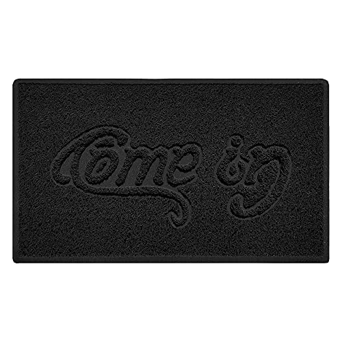 Nicoman COME-IN Embossed Shape Door Mat Dirt-Trapper Jet-Washable Doormat-(Use Outdoor ONLY)- (75x44cm/29.5x17.3inches, Medium) Black