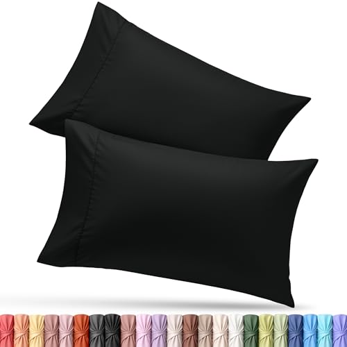 Utopia Bedding King Pillow Cases - 2 Pack - Envelope Closure - Soft Brushed Microfiber Fabric - Shrinkage and Fade Resistant Pillow Covers 20 X 40 Inches (King, Black)