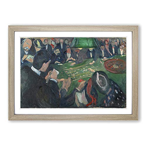 Edvard Munch at The Roulette Table Framed Print - A2 Oak Framed Wall Art - Ready to Hang - Modern Nature Picture - Living Room Bedroom Lounge Office