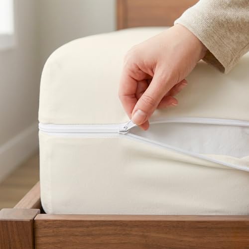 Premium Brushed Microfiber Zipper Fitted Sheet - Extra Deep Pocket, Shrinkage & Fade Resistant (Full XL, Ivory)