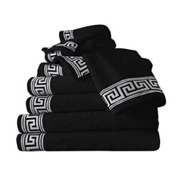 GC GAVENO CAVAILIA Towel Bale Set 500 GSM - 8 Piece Towel Set - 2 Hand Towel + 2 Bath Towel + 4 Face Towel - Family Pack Egyptian Cotton Towel Set - Black