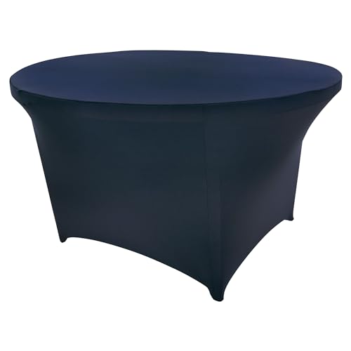 Goldstream Point Navy Blue 48 Inch (4 Foot) Round Spandex Cocktail Tablecloth Folding Cover Stretch