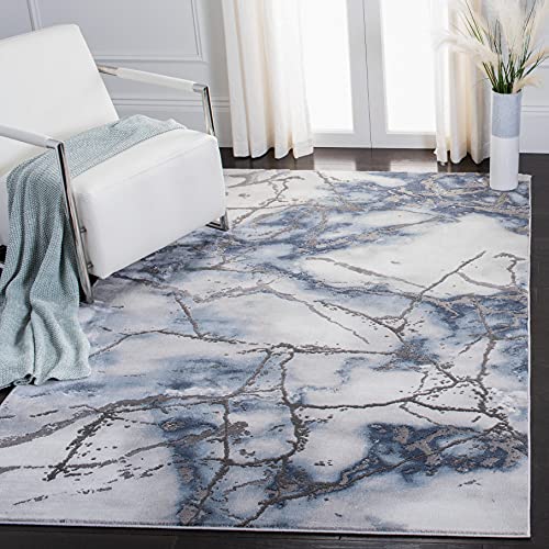 SAFAVIEH Craft Collection Contemporary Rug for Living Room Dining Room Bedroom Short Pile Grey and Blue 63 x 90 Inch