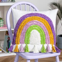 furn. Heya Home Rainbow Tassels Cotton Tufted Feather Rich Filled Cushion