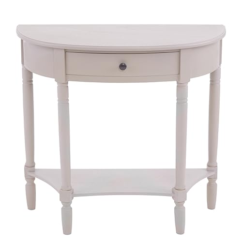 Premier Housewares Heritage 1-Drawer Console Table, Wood, Vintage Grey