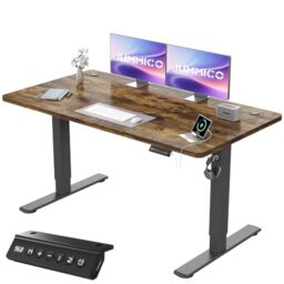 JUMMICO Electric Desk Standing Desk Height Adjustable Desk 140x60cm Brown