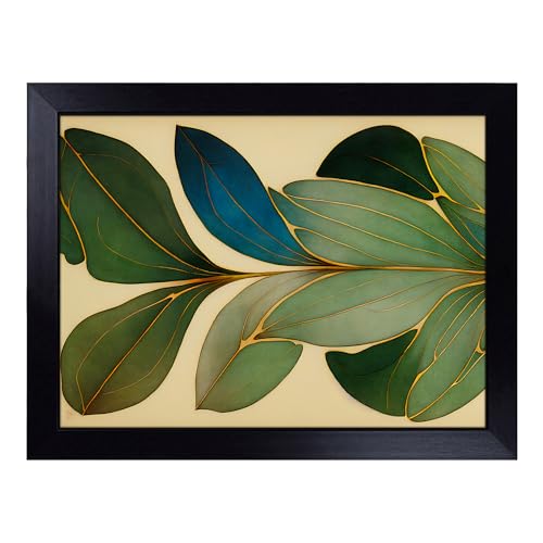 Lap Tray with Bean Bag Cushion, A Mysterious Leaves - Handmade in the UK, Raised Wooden Edge, Padded Cushion, Heat-Resistant Wipe-Clean Surface, for Meals, Laptops and Crafts