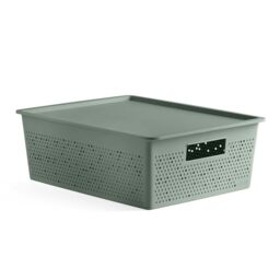 TATAY Storage Basket Bohol 12 L Optimal Ventilation Modular Storage Design - Storage Basket Household - Dimensions 30x39x13.5 cm - BPA-Free Material - Recycled Plastic Material - Stackable Design, Green