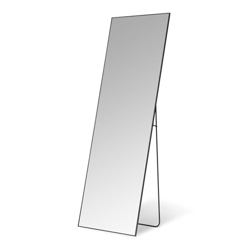 Amazon Basics Full Length Rectangular Mirror, Wall/Floor Mount, Standing Mirror with Aluminium Alloy Frame, 162.6 x 53.3 x 1.4 cm, Black