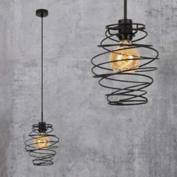 BRILONER Leuchten Pendant Light, 1-Bulb Pendant Light, Retro/Vintage Pendant Light, Black Steel, 1x E27, max. 60 Watt, Black, 210x1300mm (DxH)