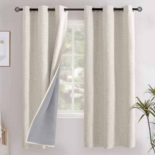 YoungsTex Linen Blackout Curtains 72 Inch Length for Bedroom, Heat Thermal Insulated Drapes with Grommet for Living Room Country Darkening Textured Shading Energy Saving, 2 Panels, 42 X 72 Inch