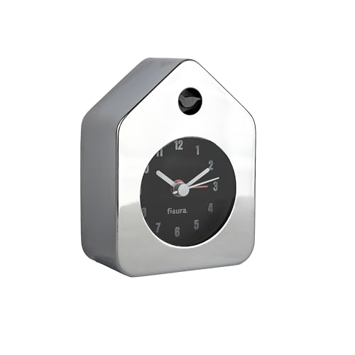 Fisura - Mini Travel Alarm Clock, Silent Non-Ticking Analog, Compact Bedside Clock, Portable, 3.8 x 2.9 x 1.8 in, Battery Not Included, Small White House