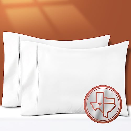 Texas Linen Co. King Size Pillow Cases 2 Pc, Soft & Smooth 100% Cotton Pillowcases, 600 Thread Count Sateen Weave, White Pillow Covers - Perfect for Home, Hotels & Hospital Use