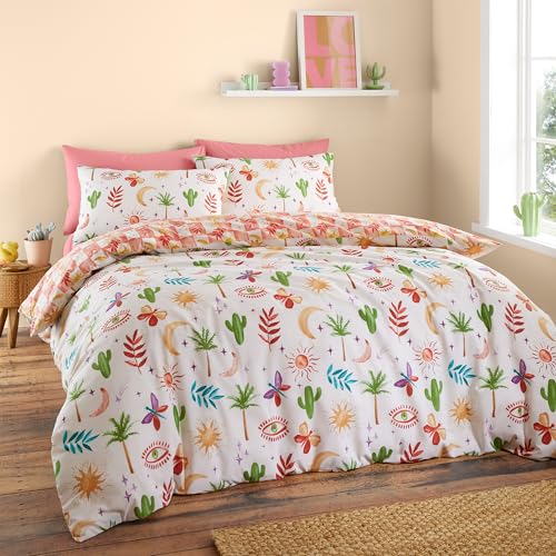 Sassy B Fiesta Reversible Single Duvet Cover Set with Pillowcase Natural