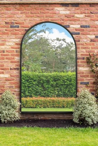 "The Arcus - Black Framed Arched Leaner/Wall Garden Mirror 75"" x 47"" (190x120CM)"