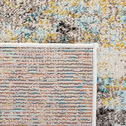 Safavieh Boho Rug for Living Room, Dining Room, Bedroom - Madison Collection, Short Pile, in Grey and Gold, 122 x 122 cm
