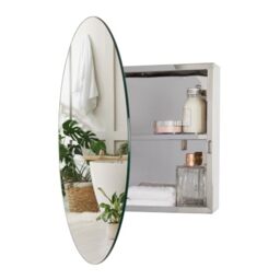 Croydex Severn 50 x 50cm Round Bathroom Mirror Cabinet - Pre-Assembled