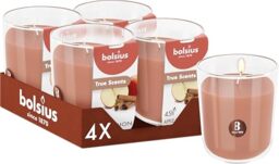 Bolsius - Apple Cinnamon - Brown - Set of 4 Scented Candles - 3.8″ × 3.3″ - Burn time: 45 Hours - with Natural extracts - Natural Vegetable Wax - Palm Oil Free