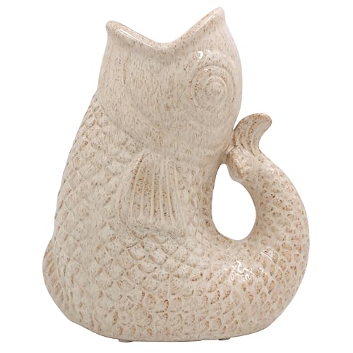 Lesser & Pavey Fish Jug Vase Cream 23cm - Decorative Ceramic Flower Jug for Fresh or Artificial Bouquets - Stylish Large Vase Alternative