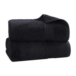 "Superior Luxurious Soft Hotel & Spa Quality Oversized Bath Sheet Set of 2, Made Long-Staple Combed Cotton - Black, 34"" x 68"" each"