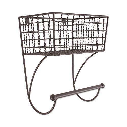 DII Home Traditions Z02227 Rustic Metal Wall Mount Shelf with Towel Bar, Small