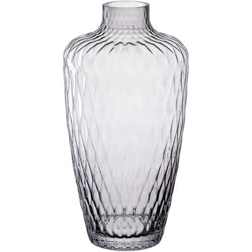 Leonardo Home Giulia Vase • 1 Piece • Flower Vase Made of Grey Glass • Diameter 5.2 cm • Stylish Vase with Tactile Look • Glass Vase for Creative Bouquets • Timeless Design • Height 28 cm • Grey