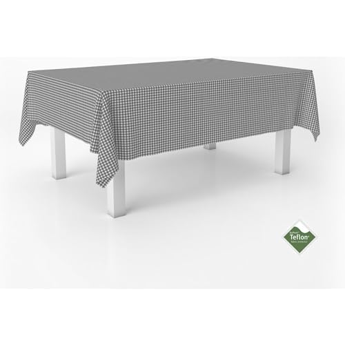 ECOMMERC3 - Stain Resistant Vichy Tablecloth for Rectangular Table Size 240 x 140 cm - Extra Soft and Waterproof Vichy Tablecloth Dark Grey