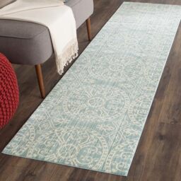 Safavieh Craft Art-Inspired Indoor Woven Runner Area Rug, Valencia Collection, VAL214, in Alpine Blue / Cream, 69 X 244 cm for Living Room, Bedroom or Any Indoor Space