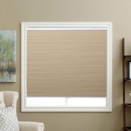 "Wireless Honeycomb Shade Blackout Roller Blinds Fabric 35"" W x 64"" H, Ivory Beige (Blackout)"