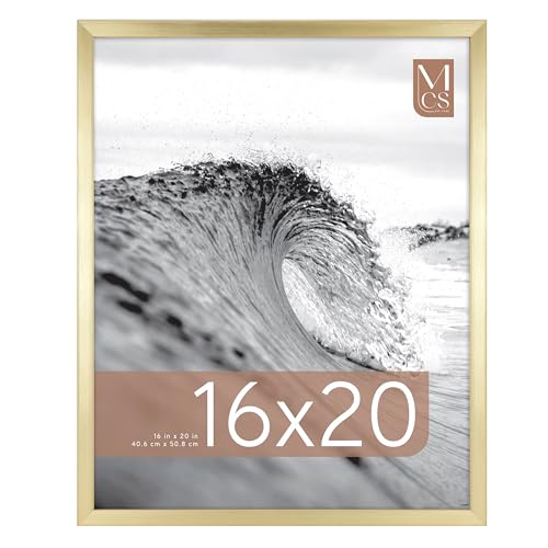 MCS Gallery Foundation 16x20 Poster Frame Brass, Vertical & Horizontal Wall Hanging Large Picture Frame for Photos, Posters & Art Prints (1-Pack)