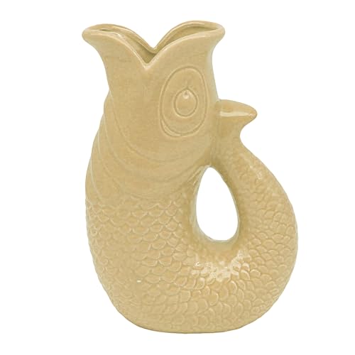 Lesser & Pavey Fish Jug/Vase Sand 26cm - Decorative Ceramic Flower Vase - Stylish Home Décor Jug - Unique Alternative to Glass Vase for Flower Lovers