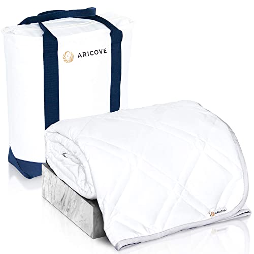 Aricove Cooling Weighted Blanket for Adults, 12 lbs, Full/Queen Size Weighted Blanket, 60x80 inches, Silky Soft Bamboo Viscose, Machine Washable, White