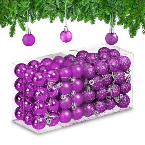 Relaxdays Christmas Baubles Set of 96, Glittering, Matt and Sparkles, Plastic, Traditional Spheres, Decorations, Pink, 4 x 3 x 3 cm