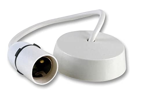"Pro Elec Pendant Lampholder, Short Skirt, 9"" T2 Rated, Polycarbonate Base with Earth Terminal – PELB1561"