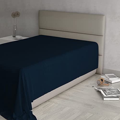 MAX COLOR Top Sheet, 100% Cotton, Plain, Dark Blue, Queen Size 180 x 300 cm