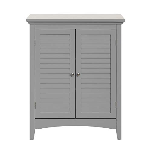 Teamson Home Glancy Wooden Bathroom Floor Cabinet & Shutter Doors Grey ELG-641 With Adjustable Shelves