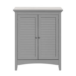 Teamson Home Glancy Wooden Bathroom Floor Cabinet & Shutter Doors Grey ELG-641 With Adjustable Shelves