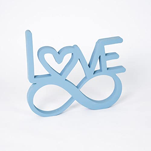 Wooden Sign with Infinity Love Lettering - Table Decoration Ideal for Living Room or Bedroom, Decorative Handwritten Decor Decoration
