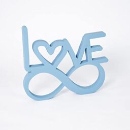 Wooden Sign with Infinity Love Lettering - Table Decoration Ideal for Living Room or Bedroom, Decorative Handwritten Decor Decoration