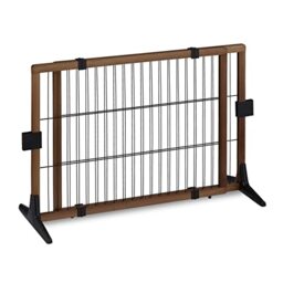 Relaxdays Safety Gate for Children & Pets, HxD: 71 x 107-172 cm, with Feet and Floor Protectors, Free-Standing, Brown