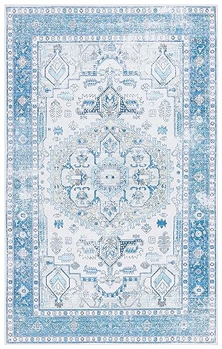 Safavieh Abstract Area Rug - Machine Washable & Non Slip - Ideal for High Passage Areas - Arizona Collection Short Pile Rug, Ivory & Black, 90 x 150 cm