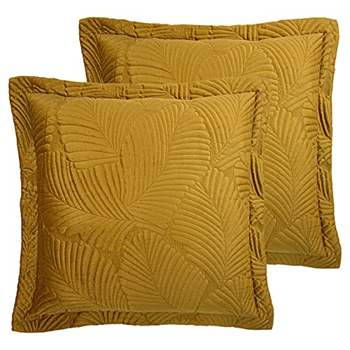 Paoletti Palmeria Feather Filled Cushions (Twin Pack), Gold, 60 x 60cm