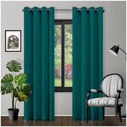 "Gaveno Cavailia BlackOut Eyelet Curtains Teal, 100% Polyester Luxury Ring Top Drapery with Matching Tie Backs, Two 66""x54"" Thermal Panels, Easy Care Window Treatment"