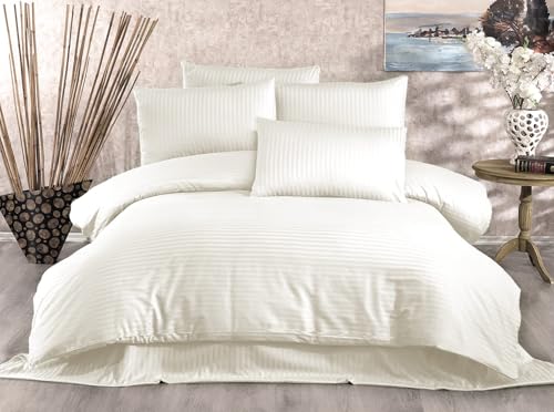 Nuit Des Rêves Elegant Double Quilt Cover Set (200 x 200 cm), Cream, 80% Cotton/20% Polyester, Includes 2 Pillowcases (80 x 80 cm), Machine Washable, 229 Thread Count