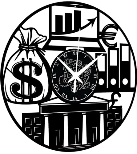 Instant Karma Clocks - Accountant Wall Clock with Finance Symbols – Wall Decoration – Home Office Silent Non-Ticking
