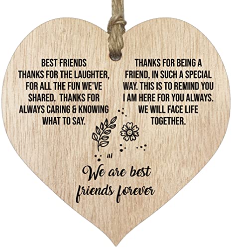 Love and Friendship Gifts for Women Birthday Light Wooden Heart Sign Plaque - Christmas for Women Sign, Xmas Decorations, Valentines Hanging Hearts, Special Friend Gifts, Bride Gift