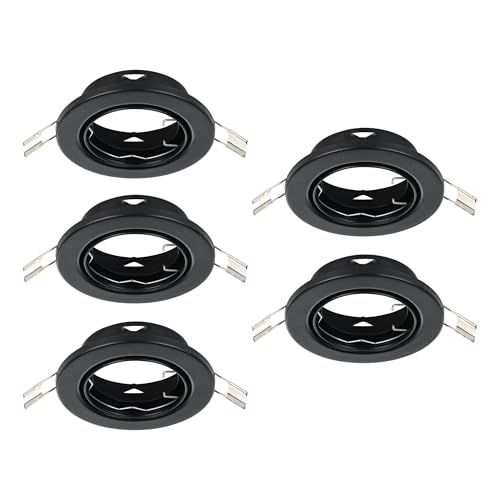 Eglo Set of 5 recessed spotlights Agulo, Swivel Ceiling Lights, Round Spots Without Bulbs, Black Steel Lamps, GU10 Base, Ø 8.6 cm