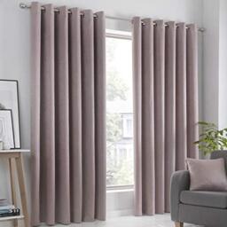 Fusion Strata Woven Eyelet Lined Curtains, Blush, 90 x 108 Inch