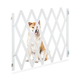 Relaxdays Safety Gate, Barrier, Extendable up to 140 cm, 87-97 cm high, Bamboo, Stair & Door, Dog & Baby Guard, White